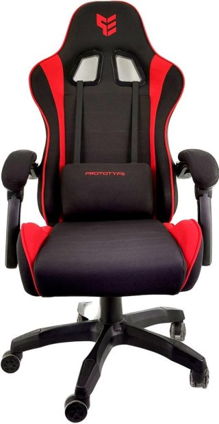Fotel gamingowy czarno czerwony Tkanina FOT-429-CZERWO