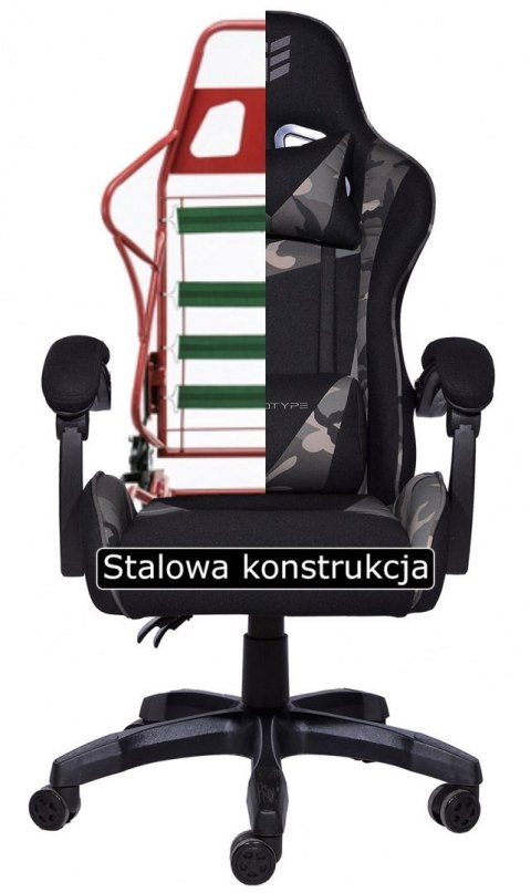 Fotel gamingowy czarno czerwony Tkanina FOT-429-CZERWO