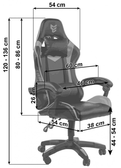 Krzesło gamingowe białe Ekoskóra FOT-431-BIEL-SZAR