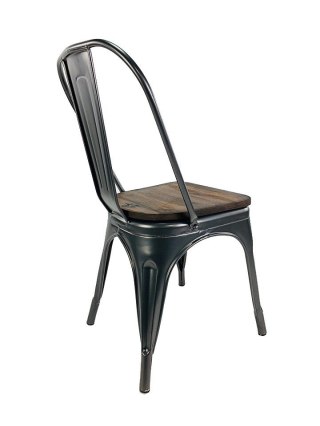 Krzesło metalowe z drewnianym siedziskiem KRZE-1937-GRA-DRE