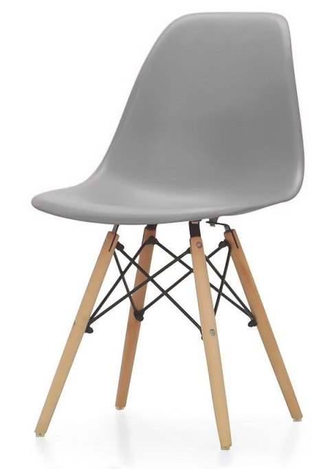 Krzesło plastikowe z drewnianymi nogami KRZE-1901-SZAR-J
