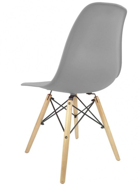 Krzesło plastikowe z drewnianymi nogami KRZE-1901-SZAR-J