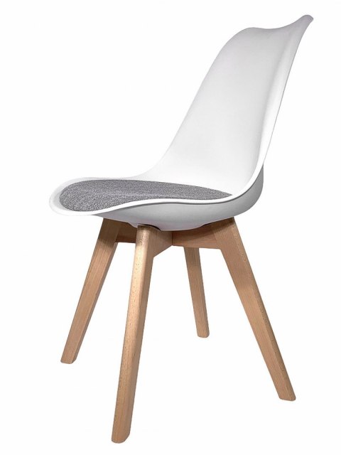 Krzesło drewniane skandynawskie KRZE-1904P-BIEL-SZAR