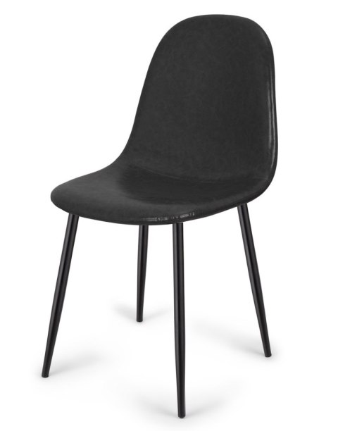 Czarne krzesło tapicerowane Ekoskóra KRZE-1927-CZERN