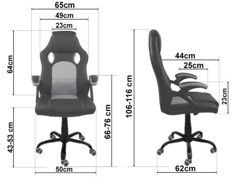 Krzesło gamingowe szare Alcantara FOT-422-SZAR