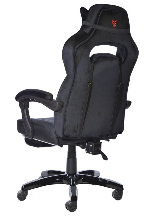 Fotel gamingowy z wysuwanym podnóżkiem Alcantara FOT-444-CZERN