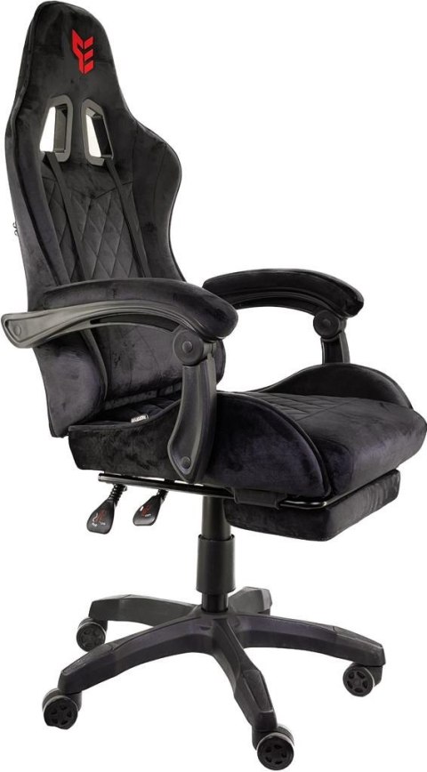 Fotel gamingowy z podnóżkiem Alcantara FOT-433-CZERN