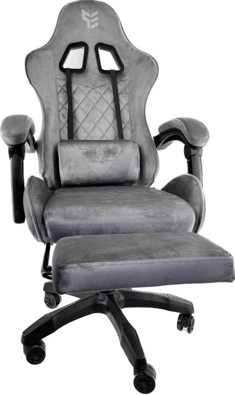 Krzesło gamingowe z podnóżkiem Alcantara FOT-433-SZAR