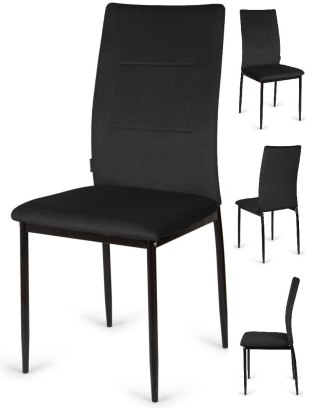 Krzesła do jadalni tapicerowane 4 sztuki Velvet KRZE-1910-CZERN-4X