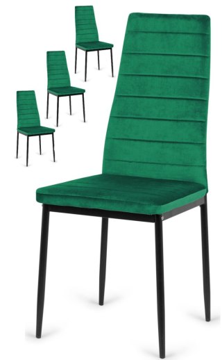 Ekskluzywne krzesła tapicerowane 4 sztuki Velvet KRZE-1908-ZIEL-4X
