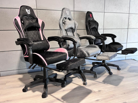 Fotel gamingowy czarno różowy Alcantara FOT-433-ROZ