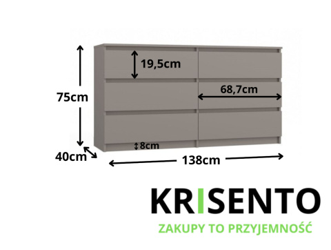 Komoda w kolorze szarej gliny KOM-906-GLI