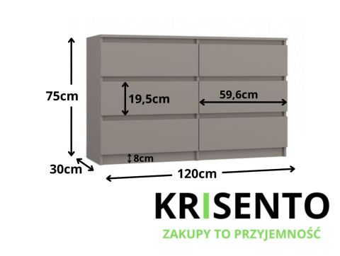 Szara komoda z szufladami KOM-904-GLI