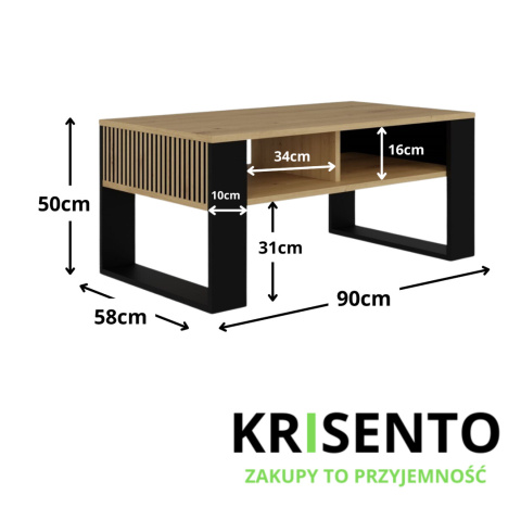 Stolik kawowy z lamelami STOL-804-ART-CZERN-LAM