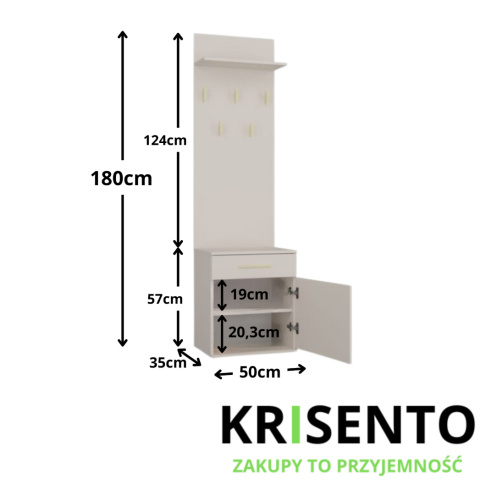 Wieszak z szafką do przedpokoju kaszmir GAR-103-KASZ