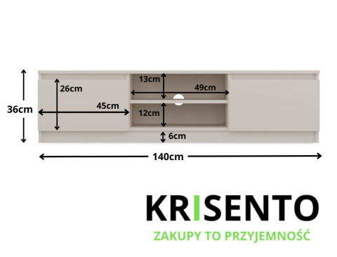 Szafka rtv kaszmir 140cm RTV-502-KASZ