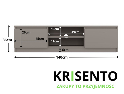 Szafka rtv szara RTV-502-GLI