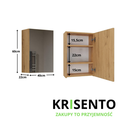 Szafka z lustrem do łazienki 40 cm LAZ-1323-ART