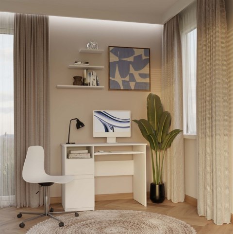 Biurko z szufladą i szafką BIUR-727-BIEL-MAT-L