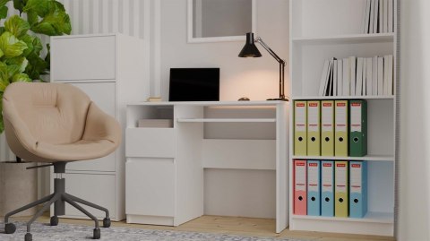 Biurko z szufladą i szafką BIUR-727-BIEL-MAT-L