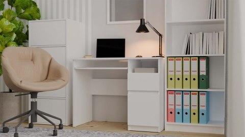 Biurko z szafką i szufladą BIUR-727-BIEL-MAT-P