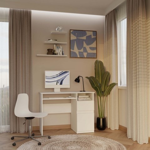 Biurko z szafką i szufladą BIUR-727-BIEL-MAT-P