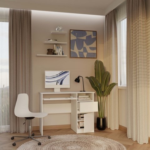 Biurko z szafką i szufladą BIUR-727-BIEL-MAT-P