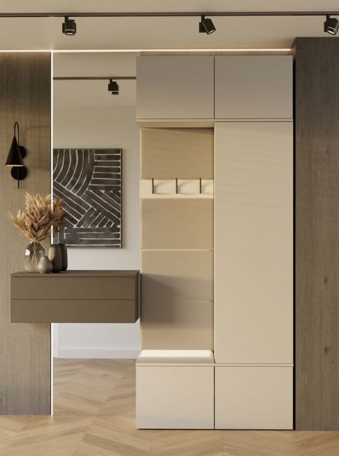 Garderoba do przedpokoju z szafą i siedziskiem GAR-108-1W-1S-KASZ