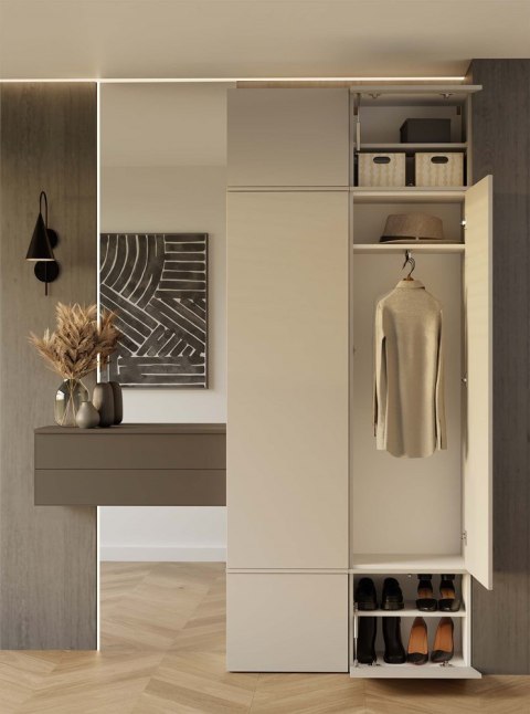 Garderoba do przedpokoju z szafą i siedziskiem GAR-108-1W-1S-KASZ