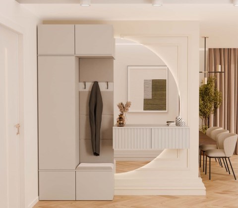 Garderoba do przedpokoju z szafą i siedziskiem GAR-108-1W-1S-KASZ