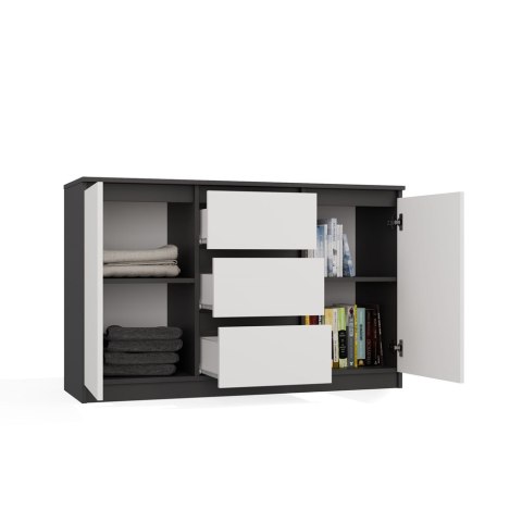 Komoda biało szara 120cm KOM-912-ANT-BIEL-MAT