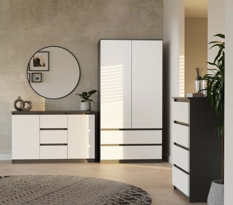 Komoda biało szara 120cm KOM-912-ANT-BIEL-MAT