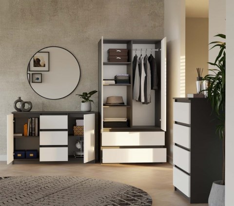 Komoda biało szara 120cm KOM-912-ANT-BIEL-MAT