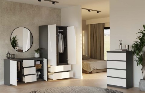 Komoda biało szara 120cm KOM-912-ANT-BIEL-MAT