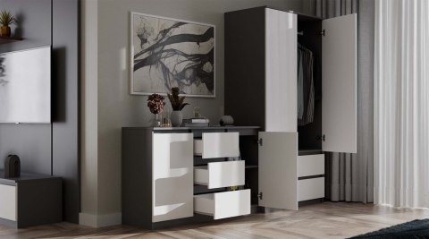 Komoda biało szara 120cm KOM-912-ANT-BIEL-MAT