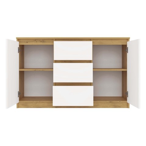 Komoda biała z drewnem KOM-912-ART-BIEL-MAT