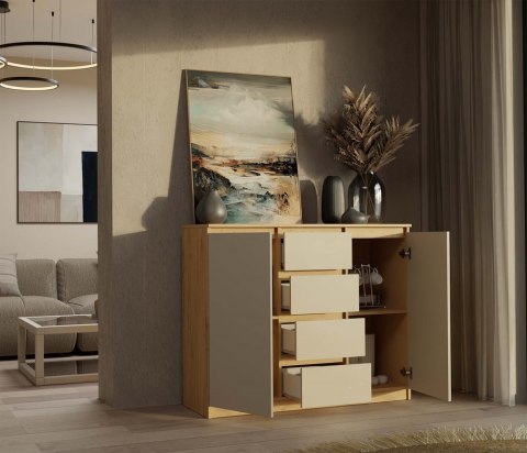 Komoda z półkami i szufladami 120cm KOM-913-ART-KASZ