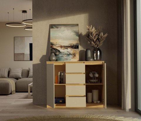 Komoda z półkami i szufladami 120cm KOM-913-ART-KASZ