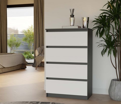 Biało szara komoda 70cm KOM-902-ANT-BIEL-MAT