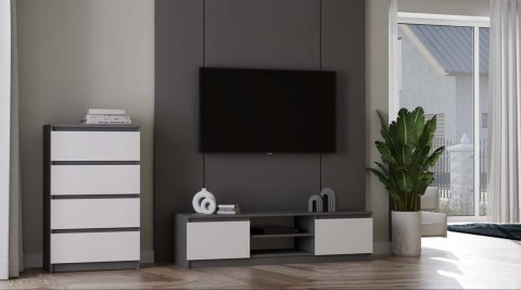 Biało szara komoda 70cm KOM-902-ANT-BIEL-MAT