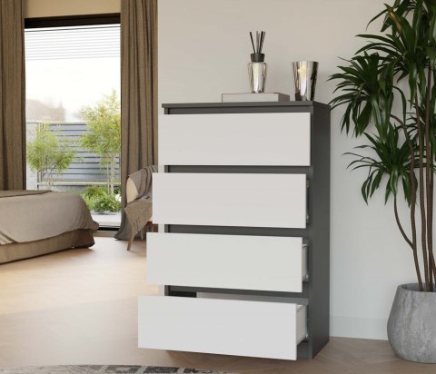 Biało szara komoda 70cm KOM-902-ANT-BIEL-MAT