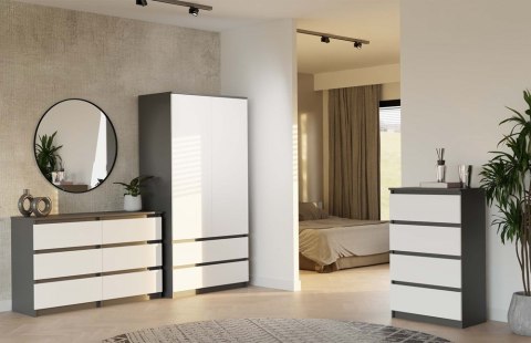Komoda z szufladami do sypialni KOM-904-ANT-BIEL-MAT