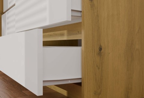 Biala komoda z drewnem 120cm KOM-904-ART-BIEL-MAT