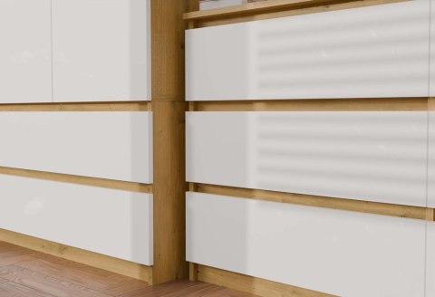 Biala komoda z drewnem 120cm KOM-904-ART-BIEL-MAT
