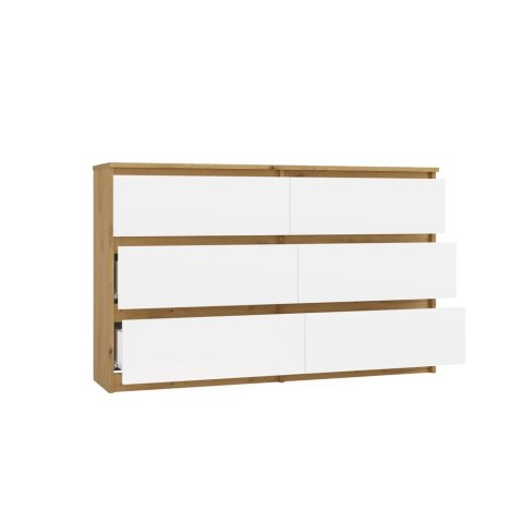 Biala komoda z drewnem 120cm KOM-904-ART-BIEL-MAT