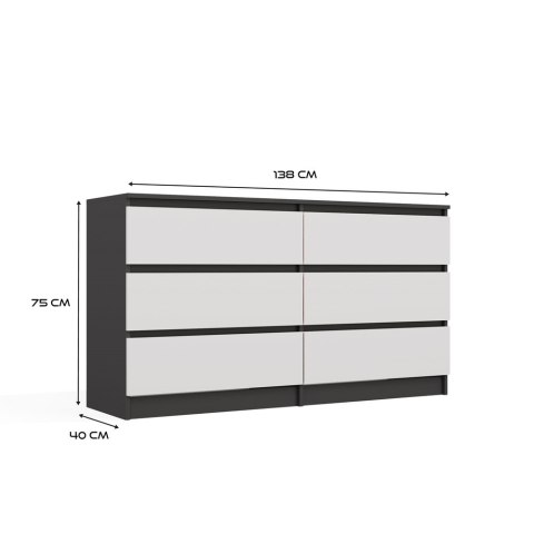Komoda duża z szufladami KOM-906-ANT-BIEL-MAT