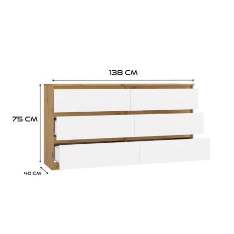 Komoda biala drewno 140cm KOM-906-ART-BIEL-MAT
