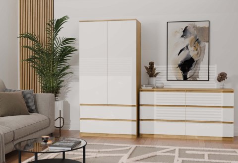 Komoda biala drewno 140cm KOM-906-ART-BIEL-MAT