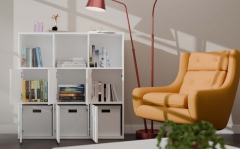 Regał 9 komorowy z 3 drzwiami RE-1443-3D-BIEL-MAT