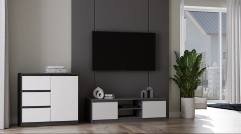 Szafka rtv 120 cm RTV-501-ANT-BIEL-MAT